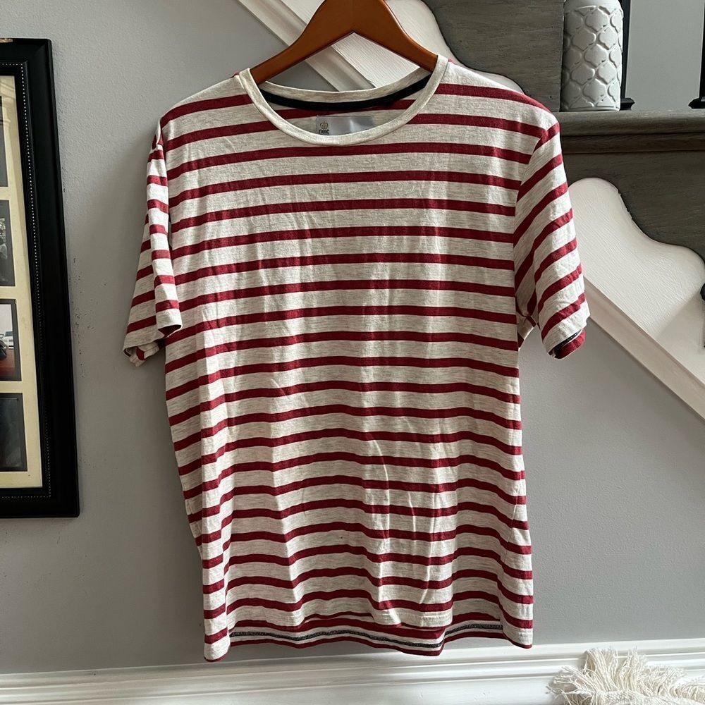 Next UK Brand Red & Gray Striped at-Shirt sz XL EUC